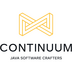 Continuum-logo met gele penrose driehoek, tekst "Java Software Crafters".