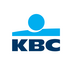 KBC-logo met blauwe tekst en symbool.