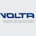 Volta-logo met blauwe tekst op een grijze achtergrond.