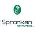 Spronken Orthopedie logo met groene cirkel en witte symbolen.