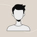 Grafische avatar van een persoon met kort, donker haar op een beige achtergrond.
