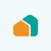 Oranje en turquoise abstract huis logo.