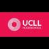 UCLL hogeschool logo, witte tekst op rode achtergrond.