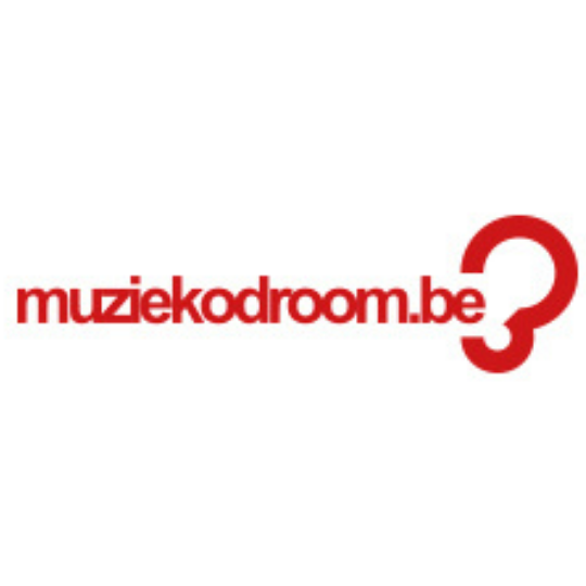 Muziekodroom.be logo in rode tekst met een vraagteken.