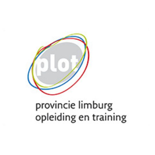 Logo van provincie Limburg met kleurrijke bogen en tekst "opleiding en training".