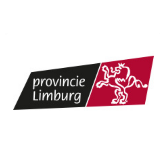 Logo van provincie Limburg met witte leeuw op rood en zwarte tekst.