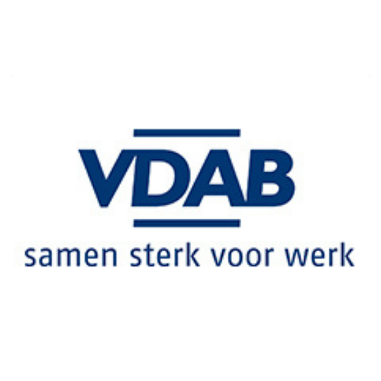 VDAB-logo met de tekst "samen sterk voor werk" eronder.