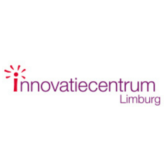 Innovatiecentrum Limburg logo met paarse tekst en rood symbool.